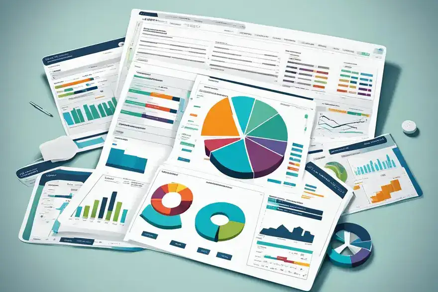 Budget aziendale, grafici e tabelle generati da un software per il controllo di contabilità analitica